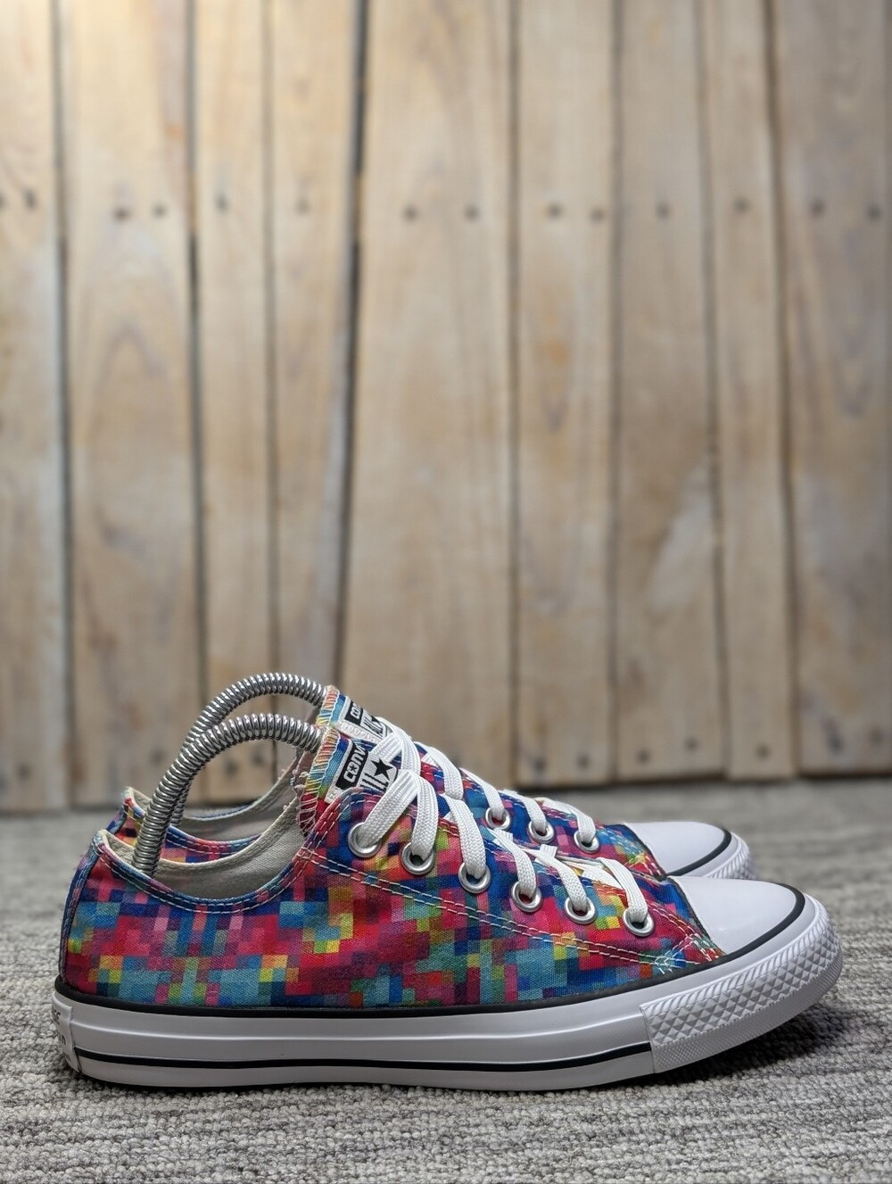 Converse All Star Low Top in Multicolor Pixel Design - Size 8 Women/6 Men